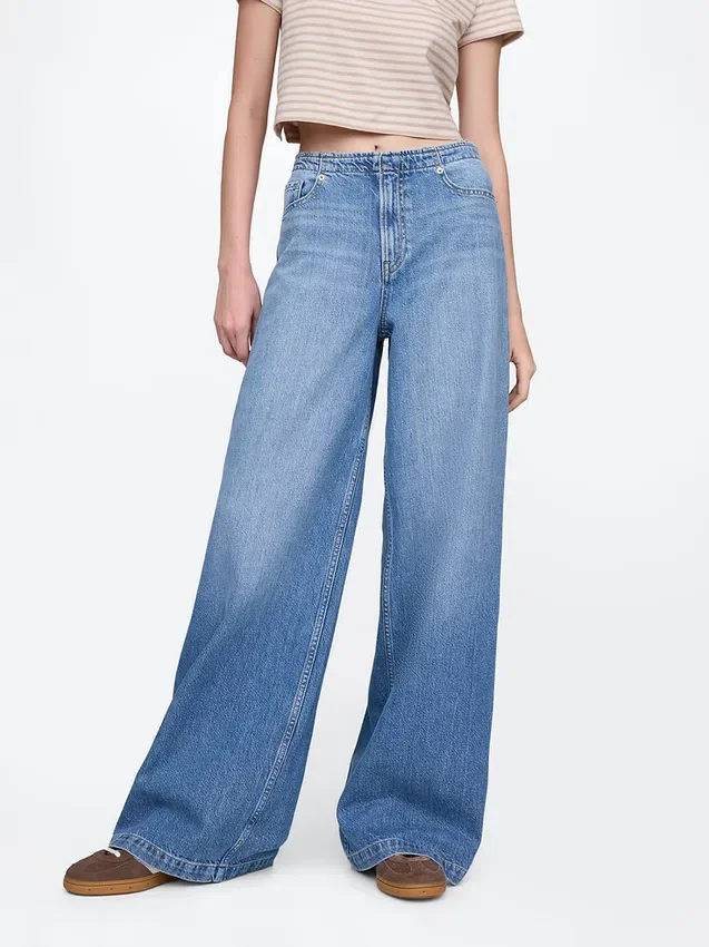 Mid-rise ultrazachte baggy Jeans