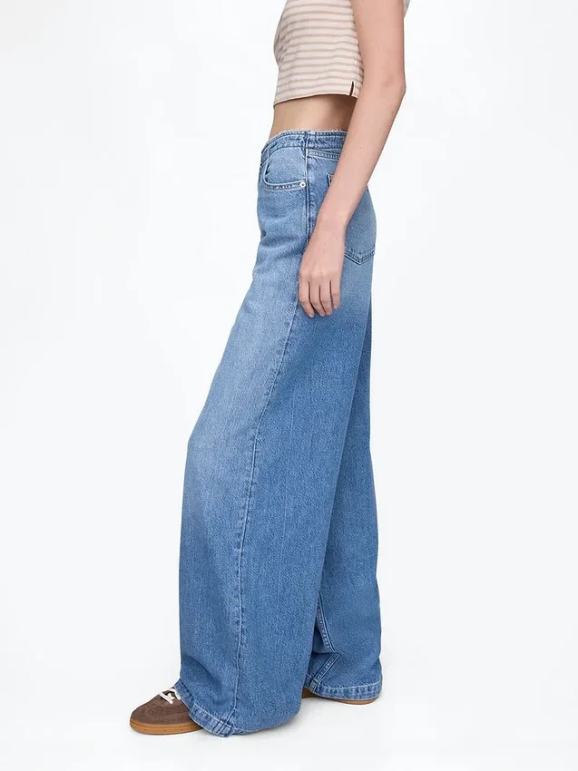 Mid-rise ultrazachte baggy Jeans