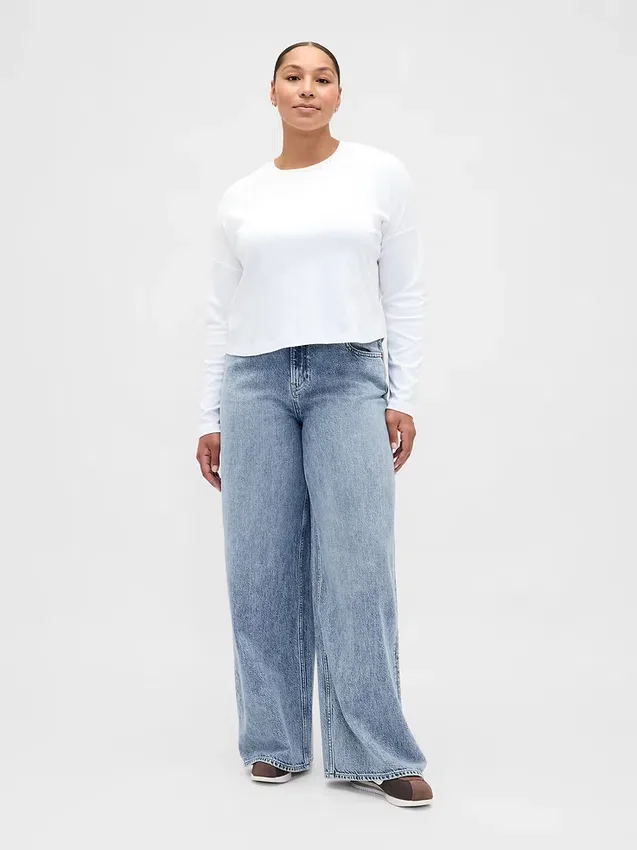 Mid-rise ultrazachte baggy Jeans