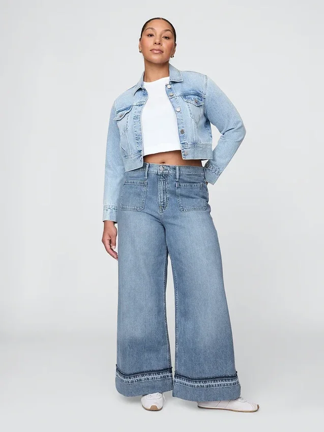 Mid-rise ultrazachte baggy Jeans