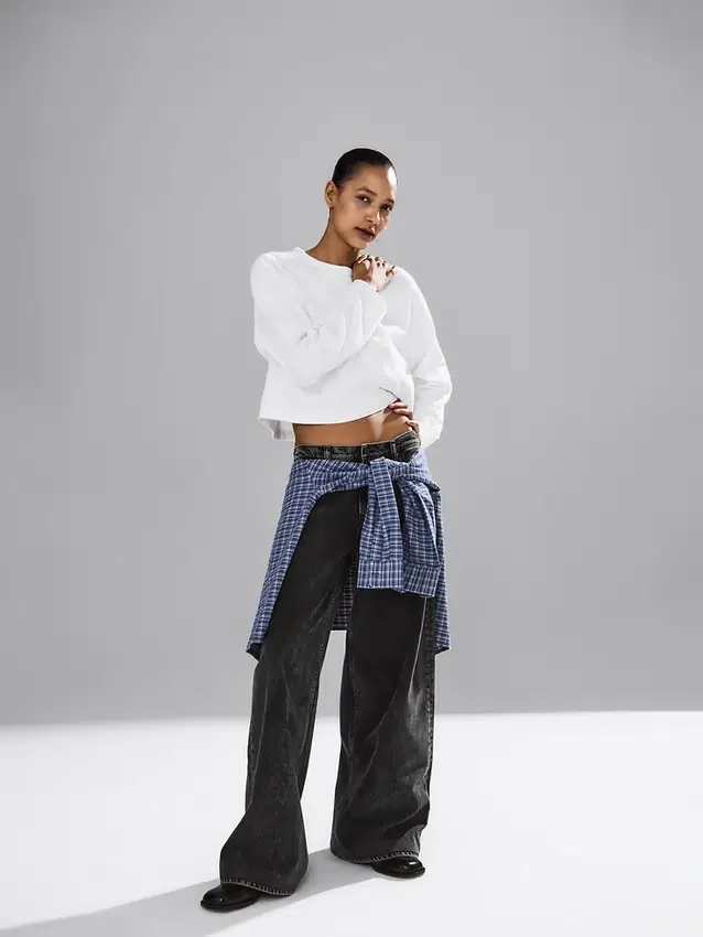 Mid-rise ultrazachte baggy Jeans