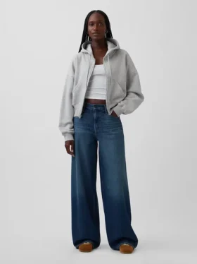 Mid-rise ultrazachte baggy Jeans met gesp