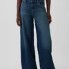 Mid-rise ultrazachte baggy Jeans met gesp