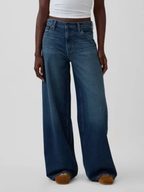 Mid-rise ultrazachte baggy Jeans met gesp