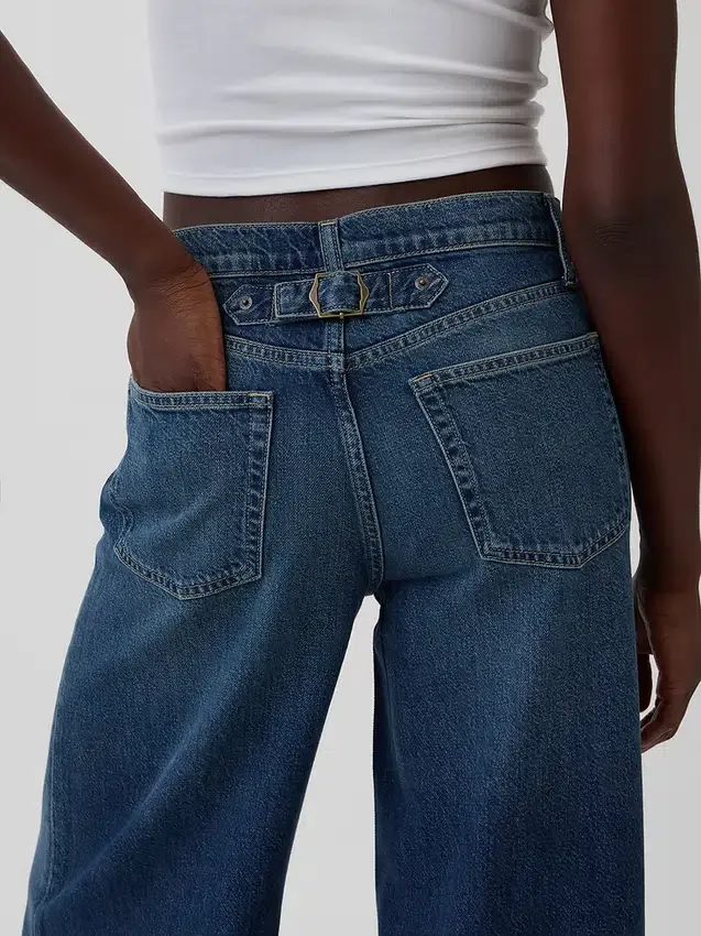 Mid-rise ultrazachte baggy Jeans met gesp