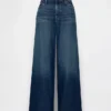 Mid-rise ultrazachte baggy Jeans met gesp