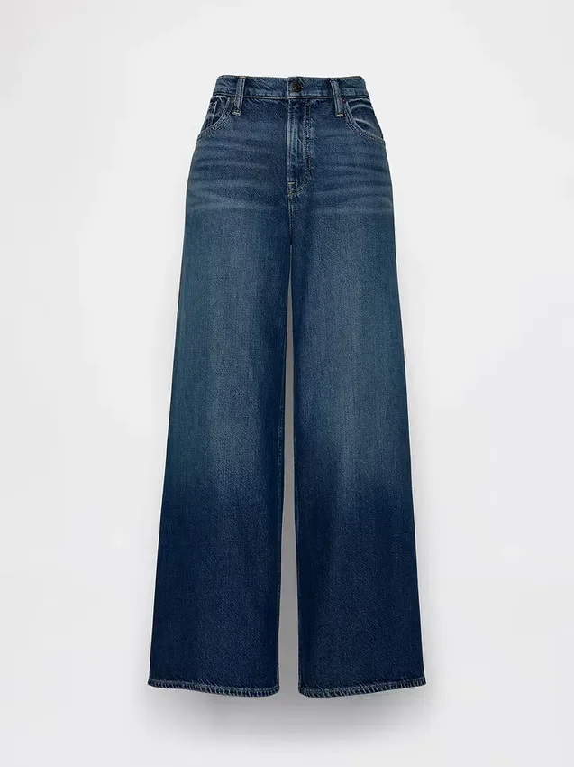 Mid-rise ultrazachte baggy Jeans met gesp