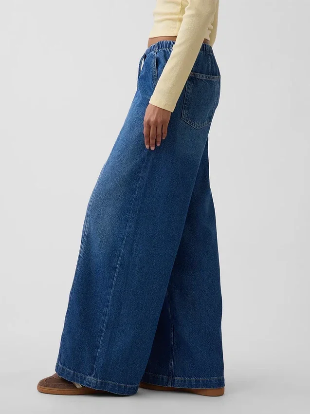 Mid-rise ultrazachte baggy Jeans met onopvallende naden