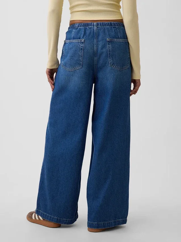 Mid-rise ultrazachte baggy Jeans met onopvallende naden