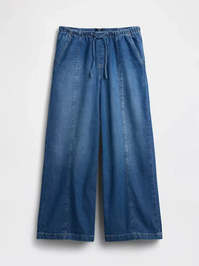 Mid-rise ultrazachte baggy Jeans met onopvallende naden