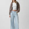 Mid-rise ultrazachte baggy Jeans met plooien