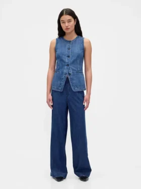 Mid-rise ultrazachte baggy Jeans met plooien