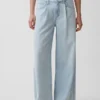 Mid-rise ultrazachte baggy Jeans met plooien