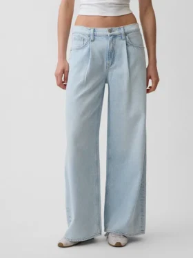 Mid-rise ultrazachte baggy Jeans met plooien