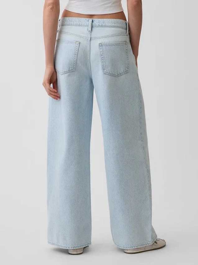 Mid-rise ultrazachte baggy Jeans met plooien
