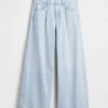 Mid-rise ultrazachte baggy Jeans met plooien