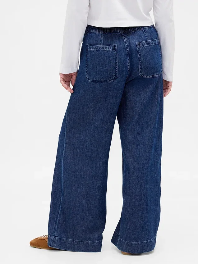 Mid-rise ultrazachte baggy Jeans met plooien