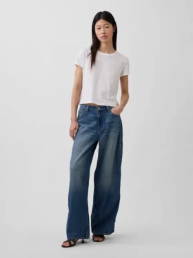 Mid-rise ultrazachte baggy-Jeans met studs