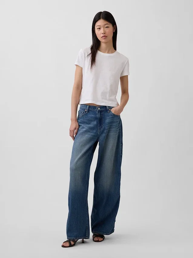 Mid-rise ultrazachte baggy-Jeans met studs