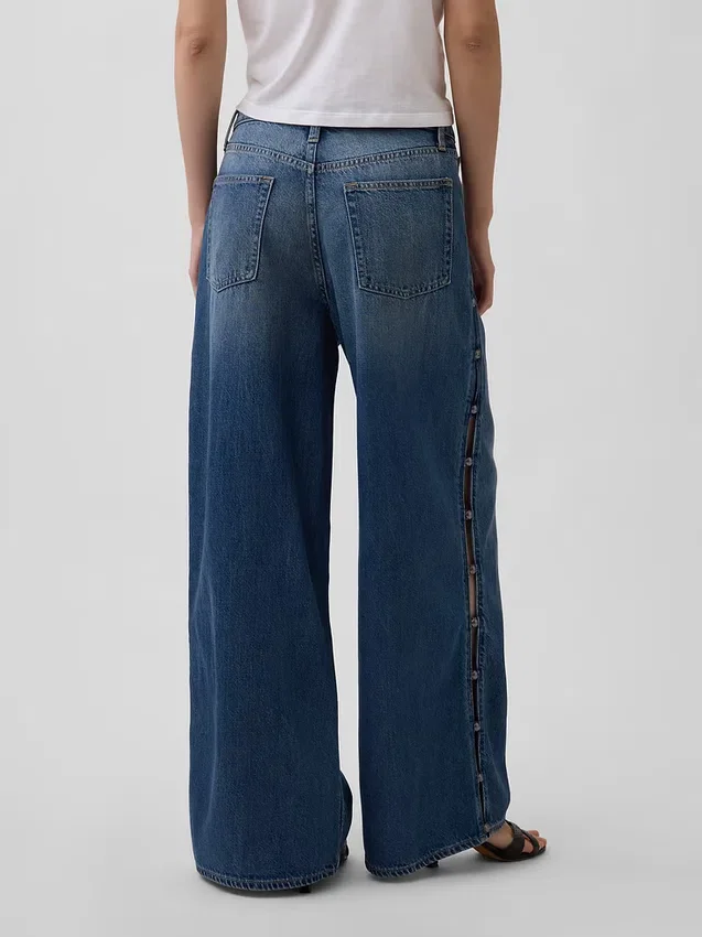 Mid-rise ultrazachte baggy-Jeans met studs