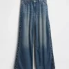 Mid-rise ultrazachte baggy-Jeans met studs