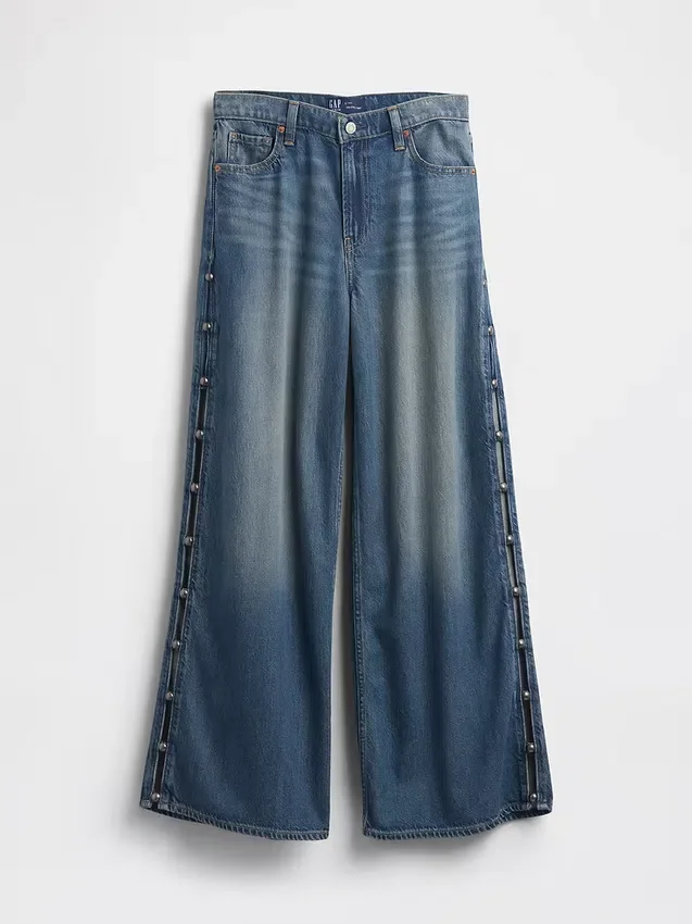 Mid-rise ultrazachte baggy-Jeans met studs
