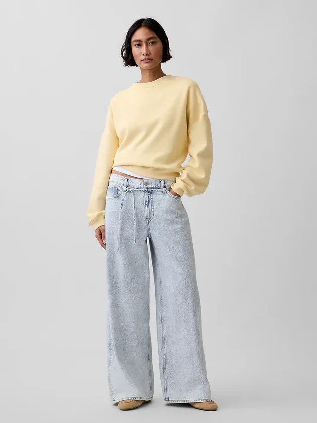 Mid-rise ultrazachte baggy micro-belt-Jeans