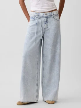 Mid-rise ultrazachte baggy micro-belt-Jeans
