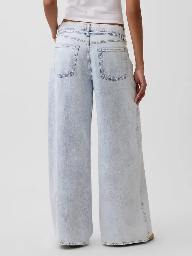 Mid-rise ultrazachte baggy micro-belt-Jeans