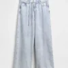 Mid-rise ultrazachte baggy micro-belt-Jeans