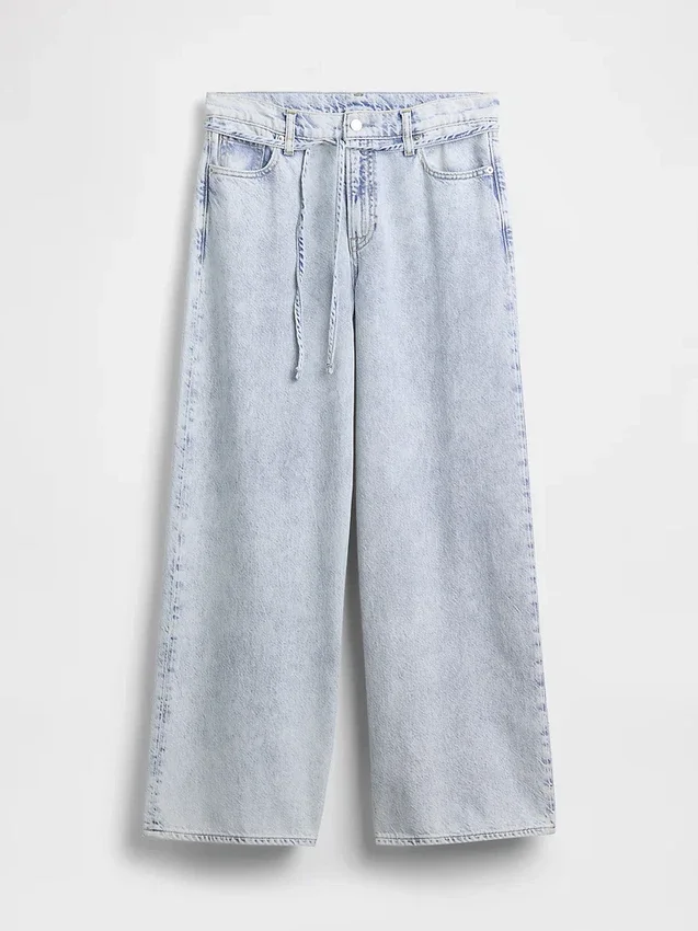 Mid-rise ultrazachte baggy micro-belt-Jeans