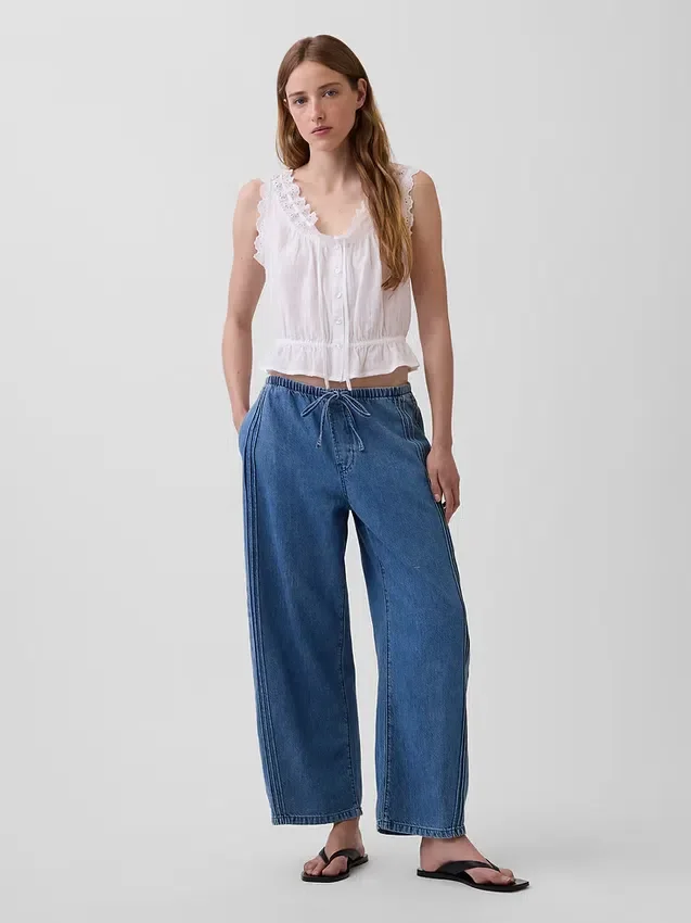 Mid-rise ultrazachte Easy Barrel-Jeans