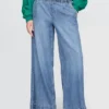Mid-rise ultrazachte geplooide, comfortabele baggy Jeans