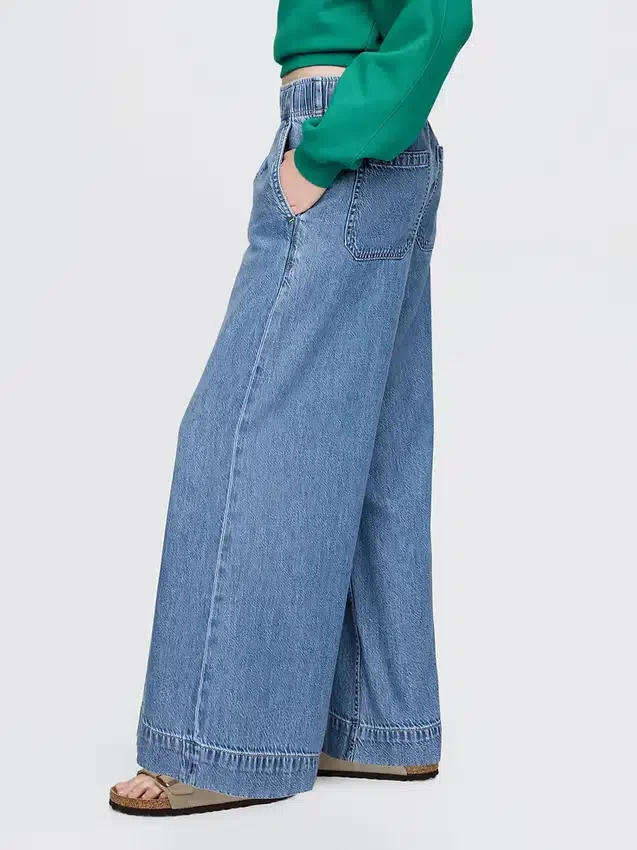 Mid-rise ultrazachte geplooide, comfortabele baggy Jeans