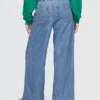 Mid-rise ultrazachte geplooide, comfortabele baggy Jeans