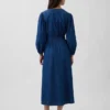 Midi-jurk van denim met ingezette taille