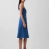 Midi-jurk van denim met knoopsluiting aan de voorkant