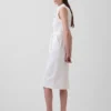 Midi-jurk van denim met strikriem