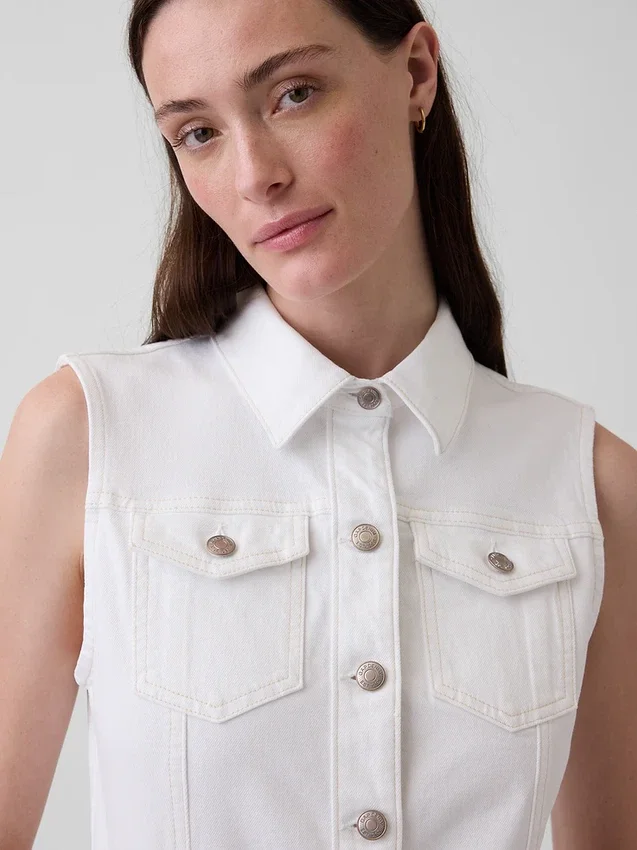 Midi-jurk van denim met strikriem