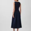 Midi-jurk van denim met verlaagde taille