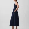 Midi-jurk van denim met verlaagde taille