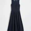 Midi-jurk van denim met verlaagde taille