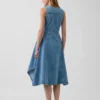 Midi-jurk van denim met zakdoekzoom