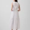Midi-shirtjurk met kantversiering en gelaagde lagen