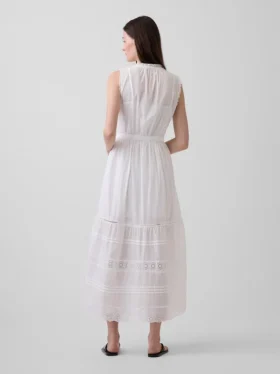 Midi-shirtjurk met kantversiering en gelaagde lagen