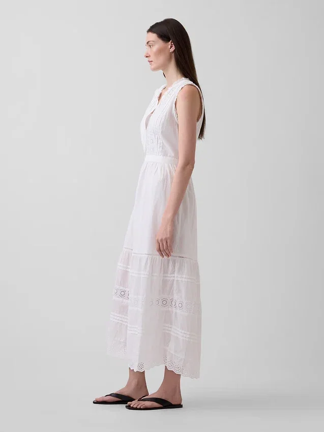 Midi-shirtjurk met kantversiering en gelaagde lagen