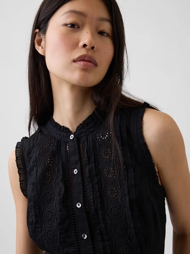 Midi-shirtjurk met kantversiering en gelaagde lagen