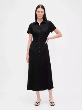 Midi-shirtjurk van linnenmix