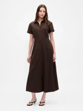 Midi-shirtjurk van linnenmix