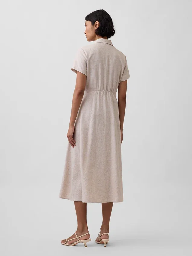 Midi-shirtjurk van linnenmix